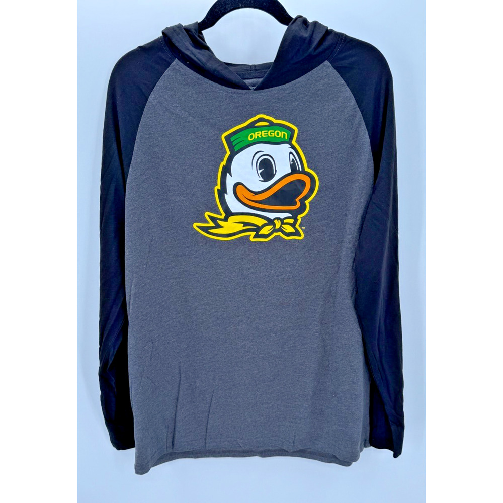 University Of Oregon DUCKS Long Sleeve Hoodie Shirt Grey Size XL Licensed New